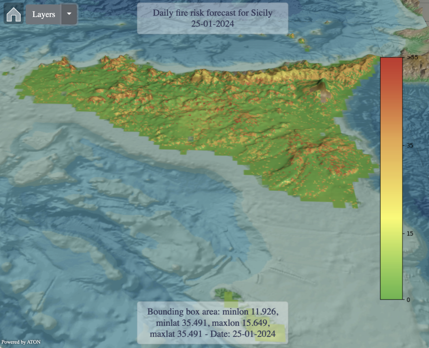 VR: Fire risk forecast for Sicily